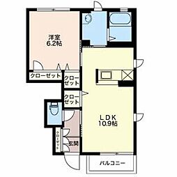 エスポワール城北A 1LDKの間取図画像