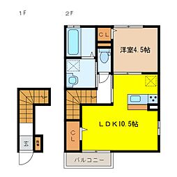 カーサドルチェ 1LDKの間取図画像
