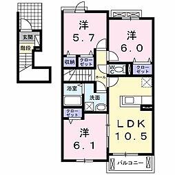 グランディアオカ 3LDKの間取図画像