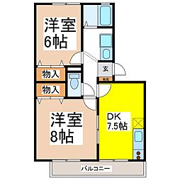 シャンボール新井A 2DKの間取図画像