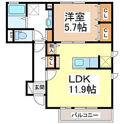 グレイシア 1LDKの間取図画像