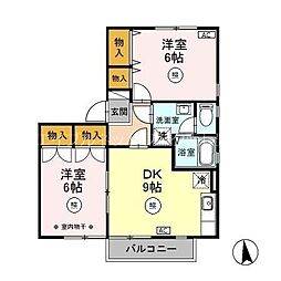 エバンスタウンコスモA 2DKの間取図画像