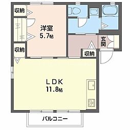 ルミエールひがのA 1LDKの間取図画像
