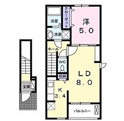 リアン 1LDKの間取図画像