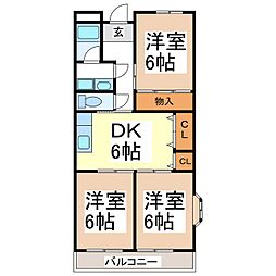 メイ三本柳 3DKの間取図画像