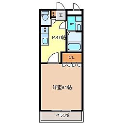 サニーレイク 1Kの間取図画像