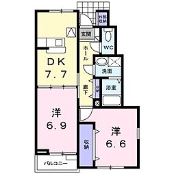 フローレンス松代 2DKの間取図画像