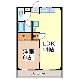 コーポひまわり 1LDKの間取図画像