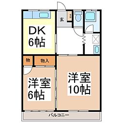 コーポヤマセ 2DKの間取図画像