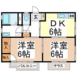 フォーブルアイビー 2DKの間取図画像