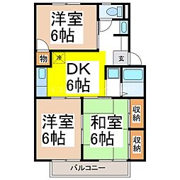 グリーンハイツ篠ノ井C 3DKの間取図画像