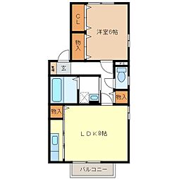 J-Room☆妃A 1LDKの間取図画像