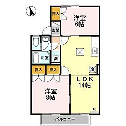パウゼ・ドゥ・アピスB 2LDKの間取図画像