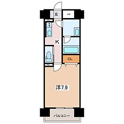 セントラル大町 2階1Kの間取り