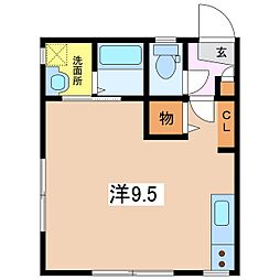 ウィル・クラヴィエ 1階ワンルームの間取り