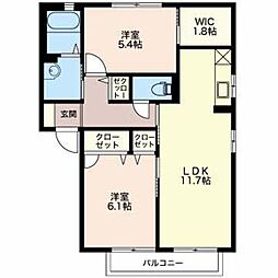 グランシードあづみA 2LDKの間取図画像