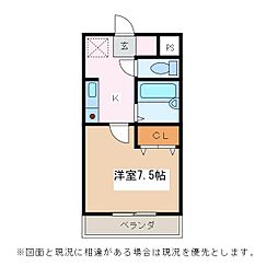 山村マンション 1Kの間取図画像