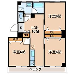 ホワイトフラッツ 3LDKの間取図画像