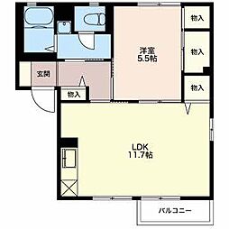 フレグランス乙女B 1階1LDKの間取り