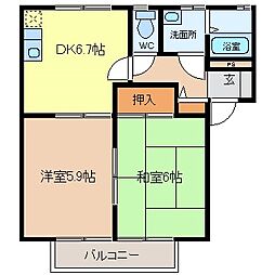 フォーレスこだち 2DKの間取図画像