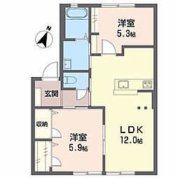 ディアスアトベ 2LDKの間取図画像