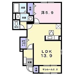 ニューアペックスA 1LDKの間取図画像