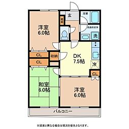 メイプルハウス 3DKの間取図画像