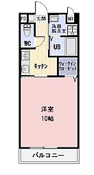グリーン・グラス 1Kの間取図画像