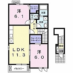 カーサデスパシオ2 2LDKの間取図画像