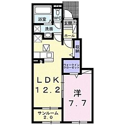 ヴィラ・シーレックスA 1LDKの間取図画像