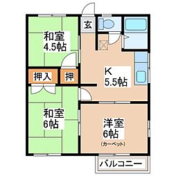 メイコーヒルズA 3Kの間取図画像