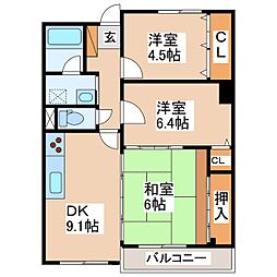 レスコ高島 3DKの間取図画像