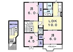 アルトピアーノB 2階3LDKの間取り