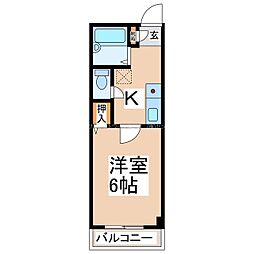 レジデンス923長地 4階1Kの間取り
