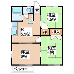 メイコーヒルズA 3Kの間取図画像