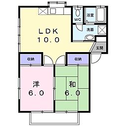 ビュー中御前A 1階2LDKの間取り