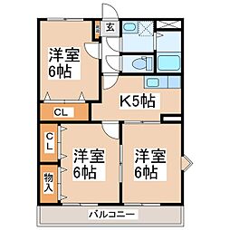マンショングランヴェール2号館 1階3Kの間取り
