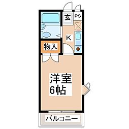 ガーデンハイツヤザキ 1階1Kの間取り