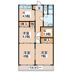 渋崎マンション 3SKの間取図画像