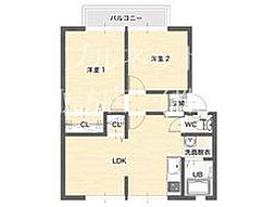 遠藤ハイツ2 1階2LDKの間取り