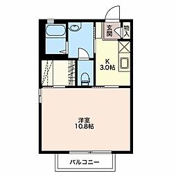 Palace O-Bell’s　A 1階1Kの間取り