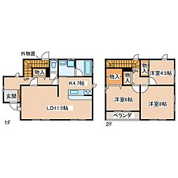 タウン湖北K5 3LDKの間取り