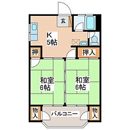中村ビル 2階2Kの間取り