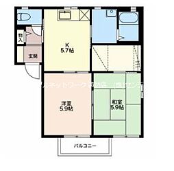 グリーンセトルD 2Kの間取図画像