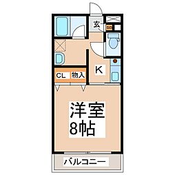 カネオマンション 1Kの間取図画像