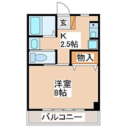 エヴァグリーン中央 1Kの間取図画像