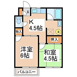 林ハイツ 2Kの間取図画像