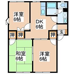 シャトー白樺B 3DKの間取図画像