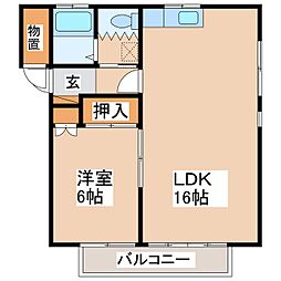 コーポK 1LDKの間取図画像