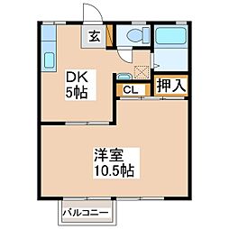 宮崎ハイツ 1DKの間取図画像